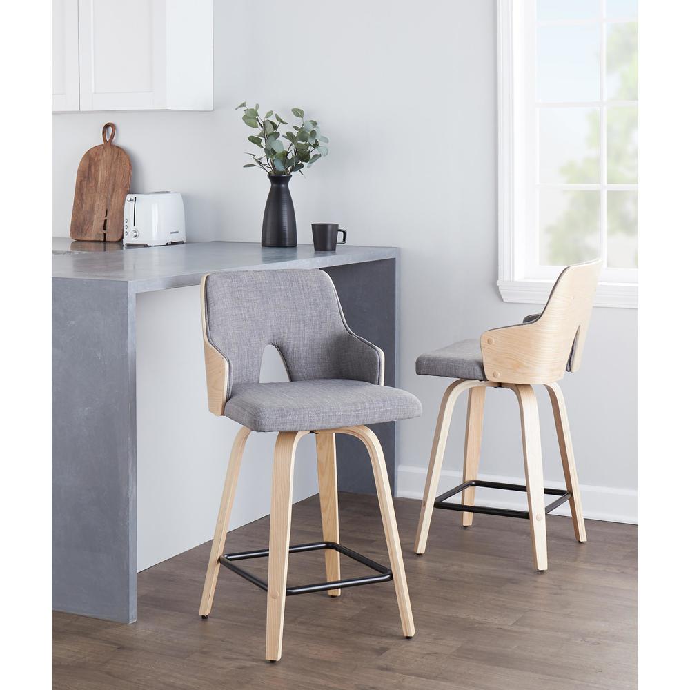 Grey Stella 24" Fixed-Height Counter Stool - Set of 2