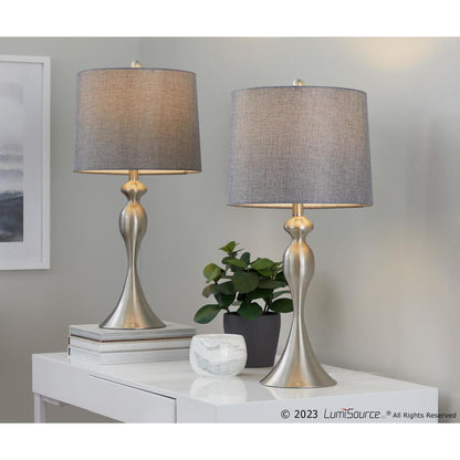 Brushed Nickel, Grey Linen Ashland 27" Metal Table Lamp - Set of 2