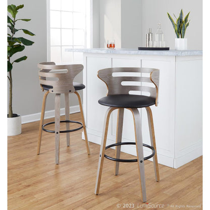Grey Cosini 30" Fixed-Height Barstool - Set of 2