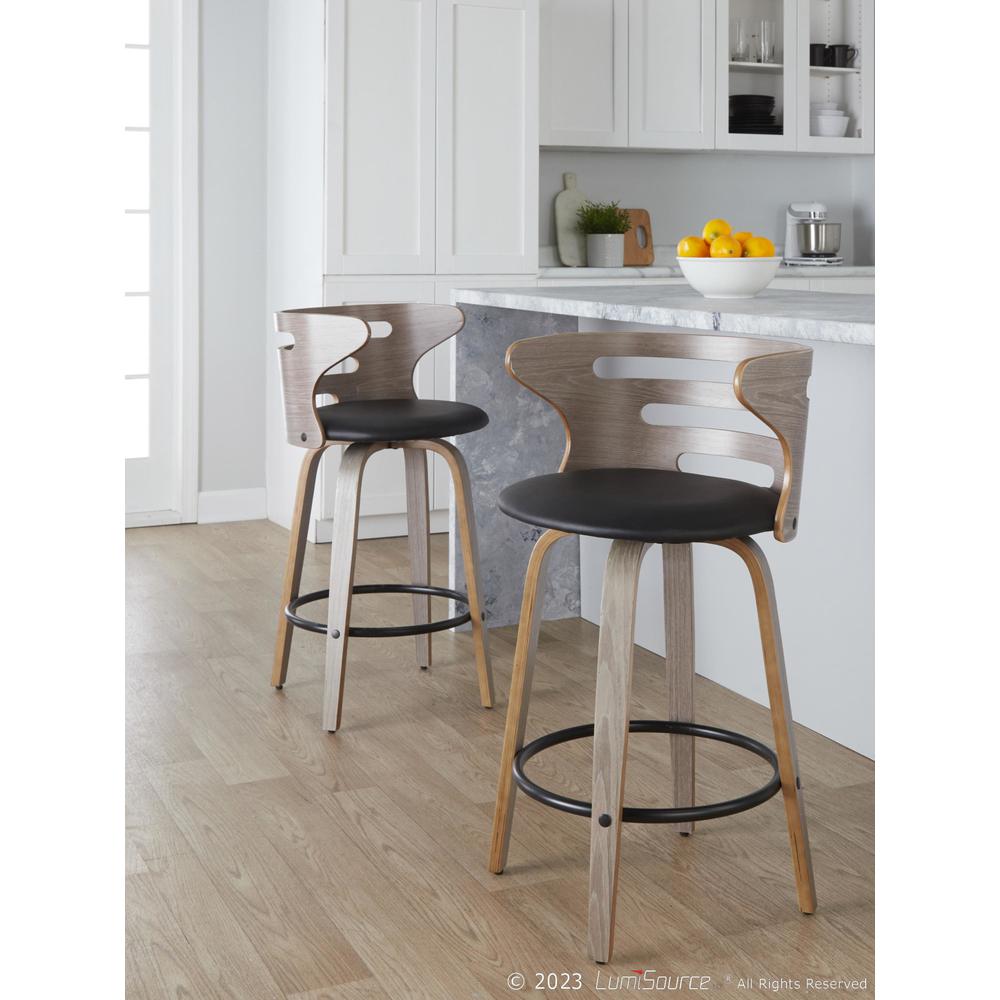 Grey Cosini 26" Fixed-Height Counter Stool - Set of 2