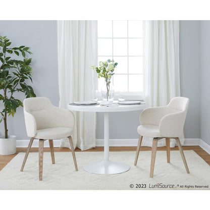 Whitewashed Wood, Cream Noise Fabric Boyne Chair - Set of 2