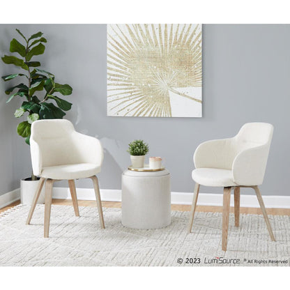 Whitewashed Wood, Cream Noise Fabric Boyne Chair - Set of 2