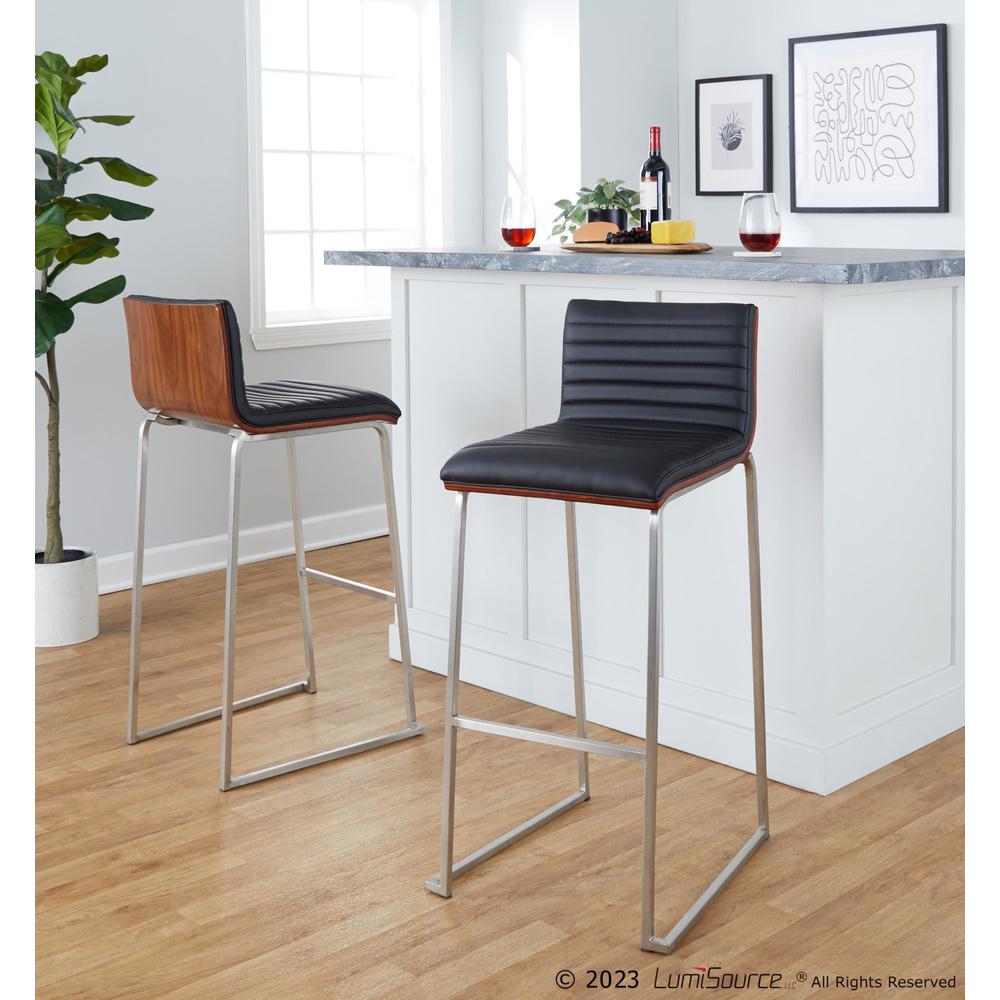Silver Mason Mara 30" Fixed-Height Barstool - Set of 2