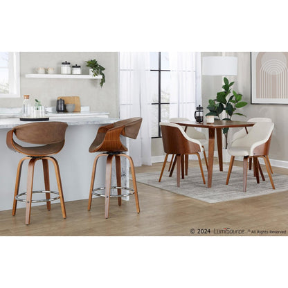 Symphony 26" Fixed-Height Counter Stool - Set of 2 in Walnut Wood