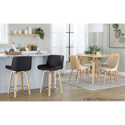 Santi 24" Fixed-Height Counter Stool - Set of 2 in Zebra Wood