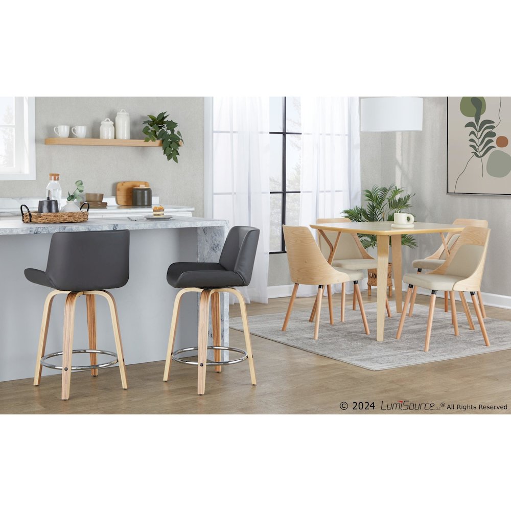 Santi 24" Fixed-Height Counter Stool - Set of 2 in Zebra Wood
