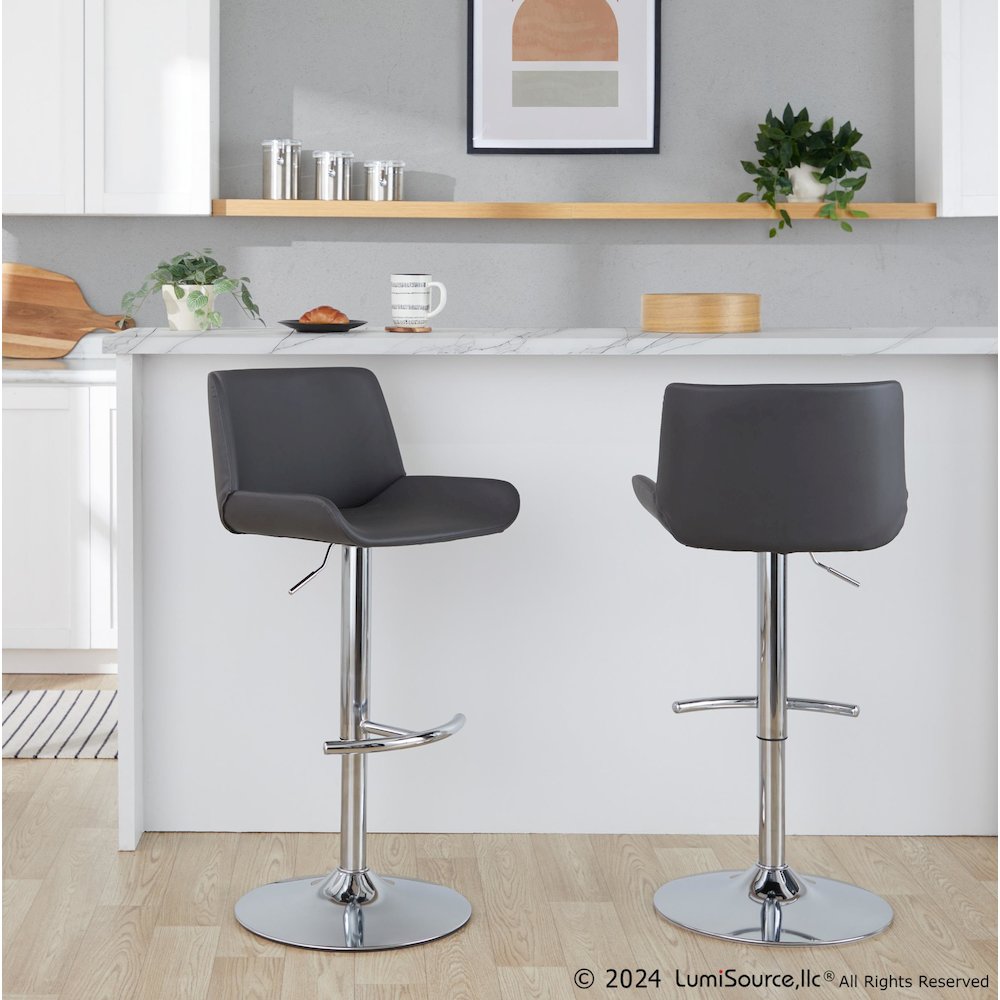 Santi Upholstered Adjustable Barstool - Set of 2