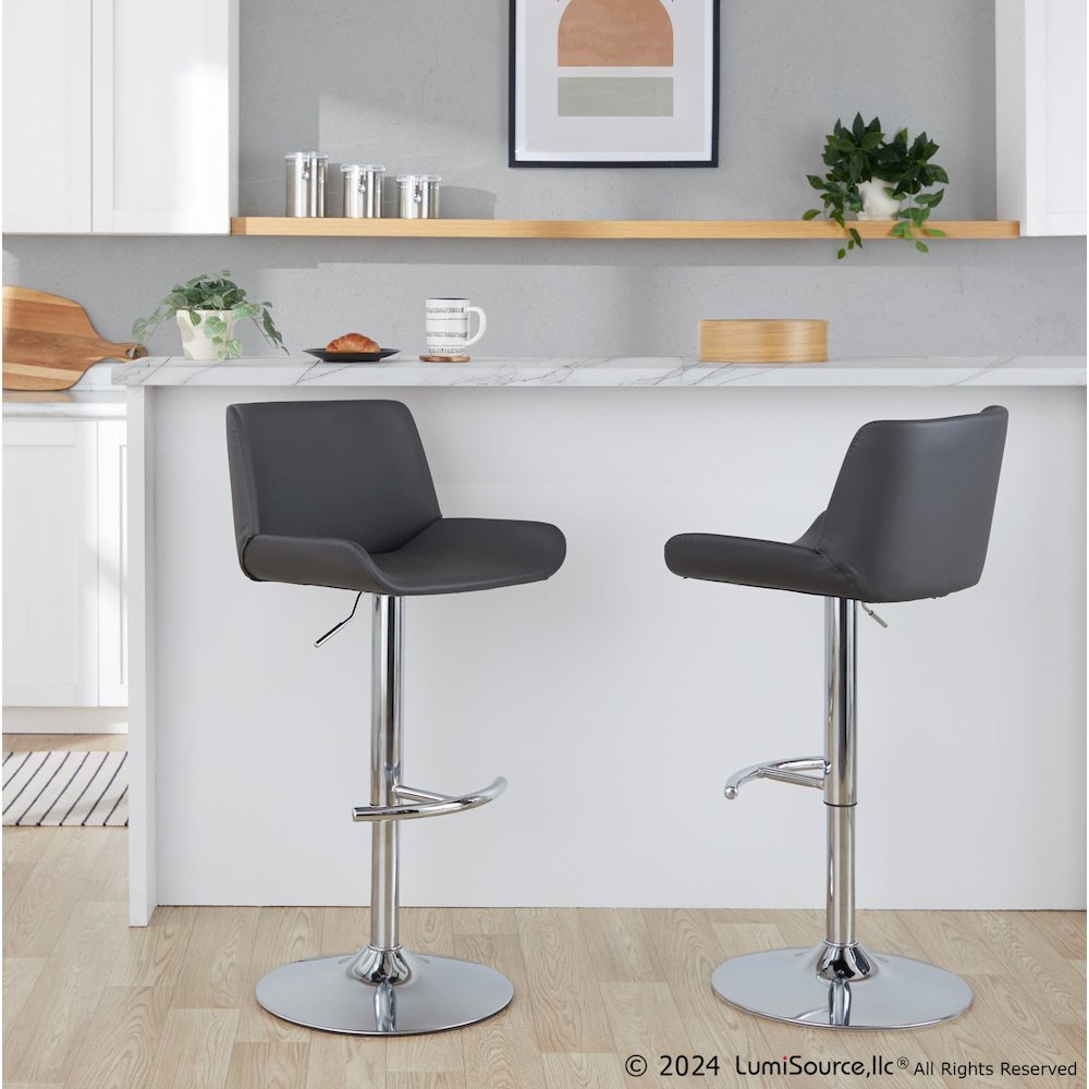 Santi Upholstered Adjustable Barstool - Set of 2