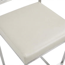 Contemporary White Faux Leather Stackable Barstools with Metal Frame, Set of 2