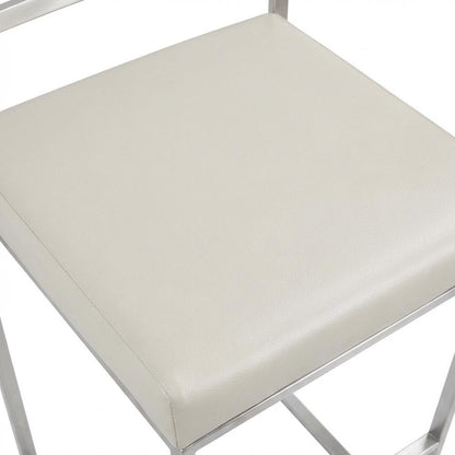Contemporary White Faux Leather Stackable Barstools with Metal Frame, Set of 2