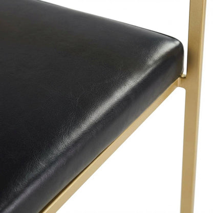 Contemporary-Glam Gold Barstools with Faux Leather Seats, Metal Frame, Set of 2