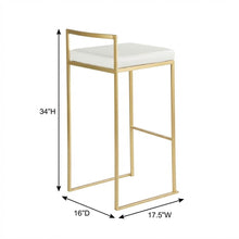 Contemporary Glam Barstools in Gold with White Faux Leather Set of 2