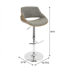 Walnut and Grey Adjustable Barstool with Swivel and Modern Design
