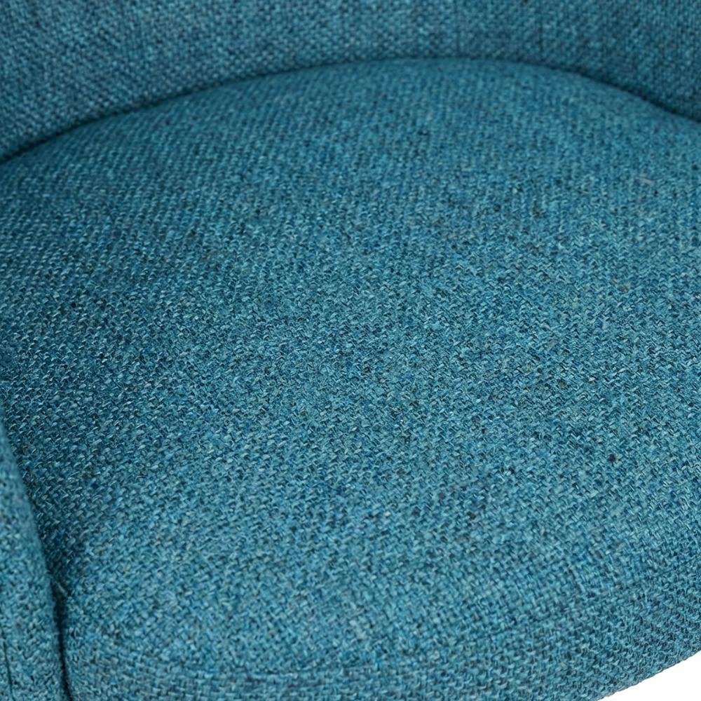 Mid-Century Modern Dining Chair with Walnut Wood Frame, Teal Fabric Upholstery