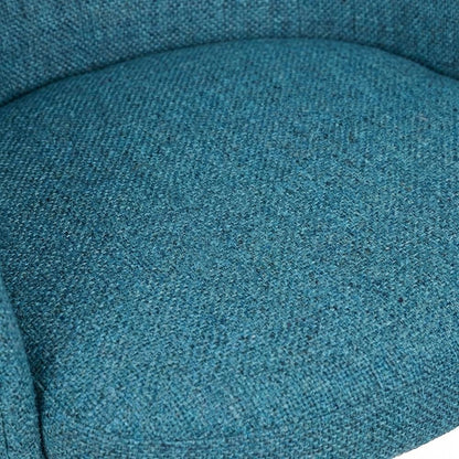 Mid-Century Modern Dining Chair with Walnut Wood Frame, Teal Fabric Upholstery