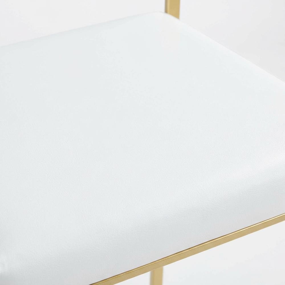 Contemporary-Glam Counter Stool in Gold with White Faux Leather Set of 2