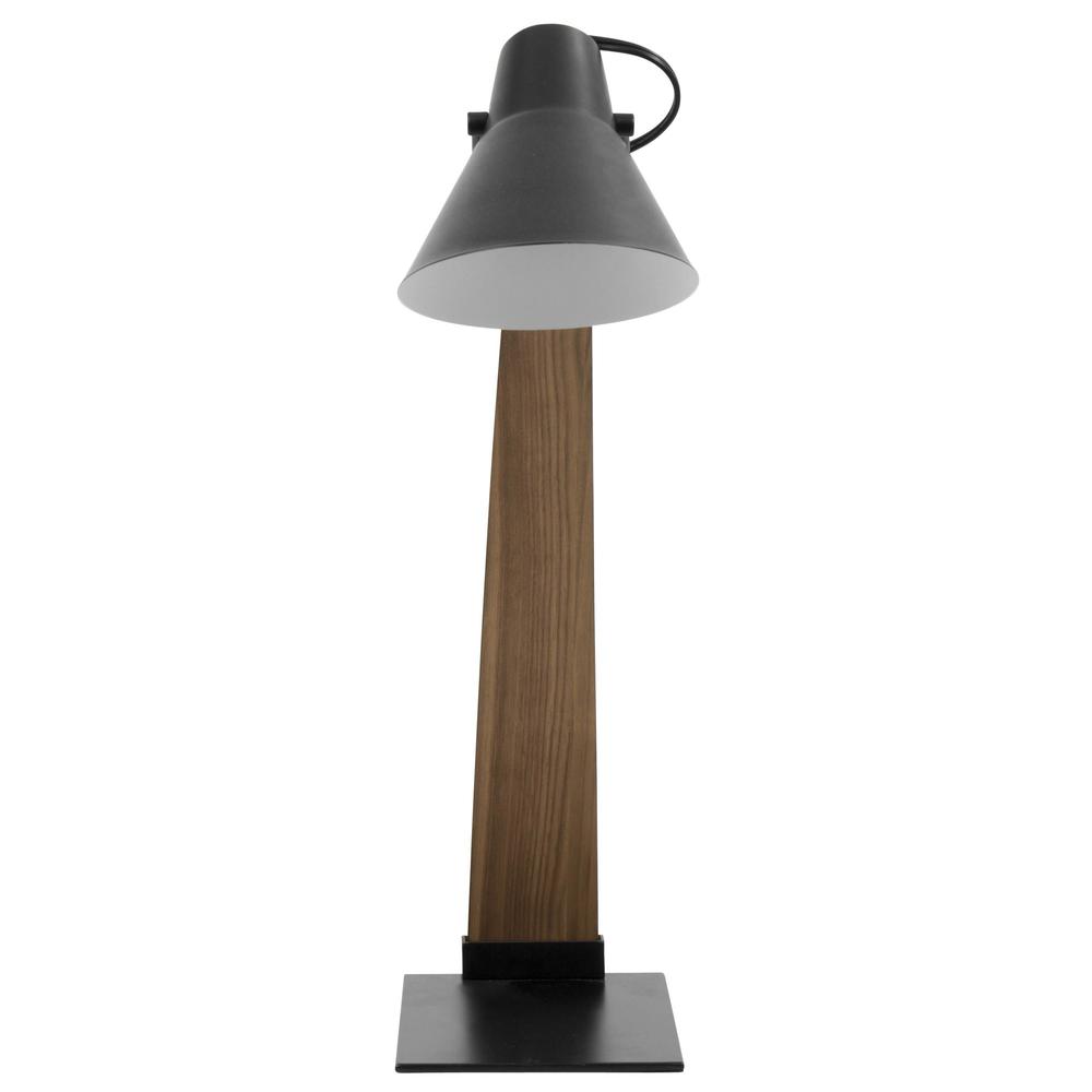 Noah Mid-Century Modern Table Lamp in Walnut and Black