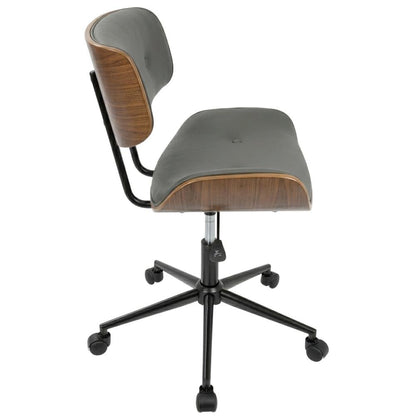 Adjustable Walnut Office Chair with Swivel and Grey Seat for Modern Workspaces