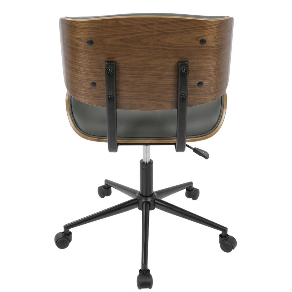 Adjustable Walnut Office Chair with Swivel and Grey Seat for Modern Workspaces