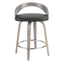 Counter Stool with Light Grey Wood and Faux Leather Upholstery, Set of 2