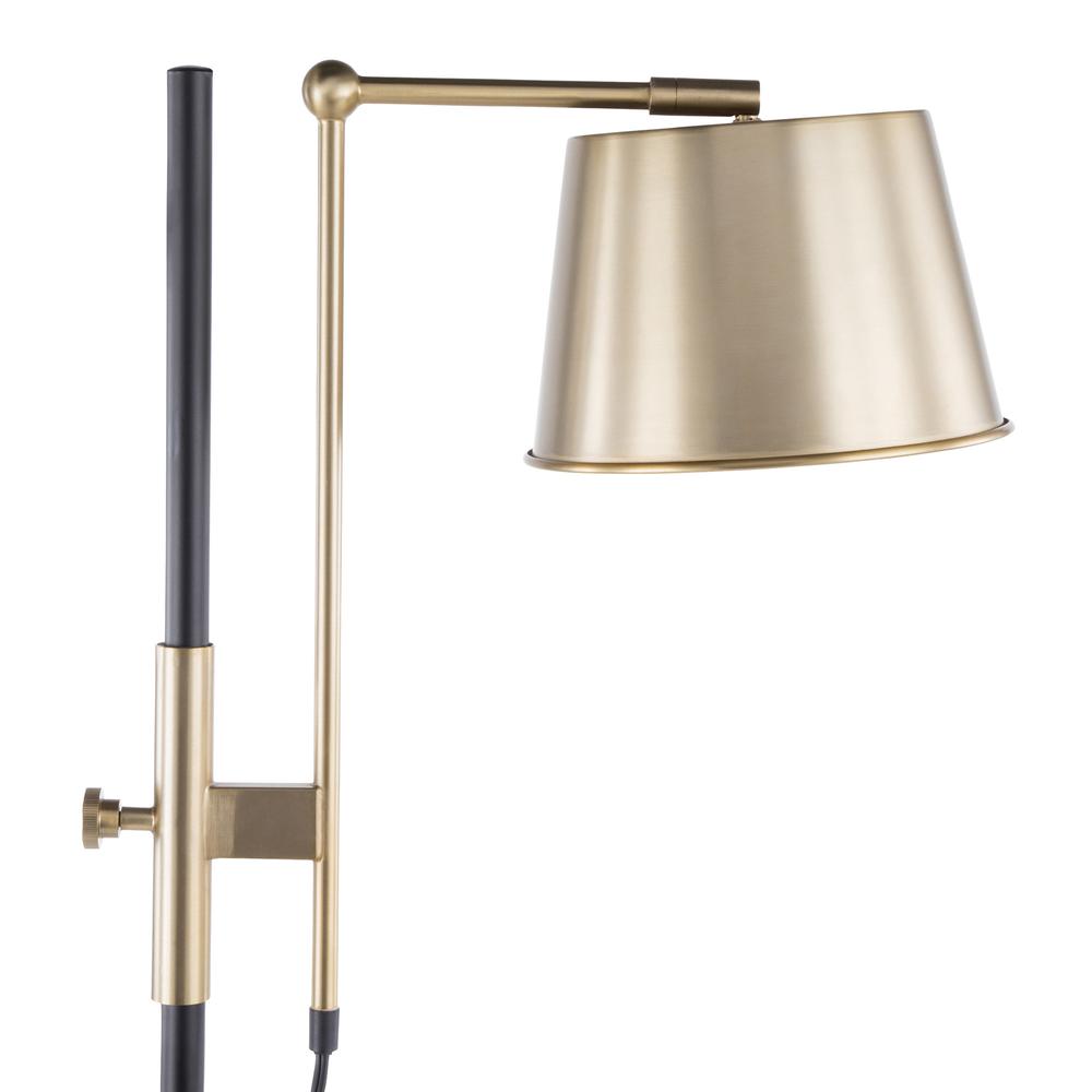 Metric Industrial Floor Lamp in Black and Antique Brass
