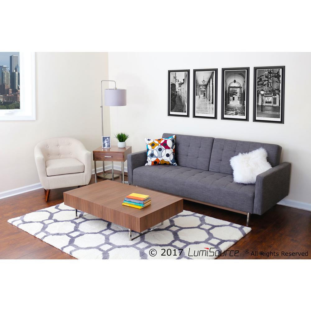 Roman Contemporary End Table in Walnut Wood and Stainless Steel