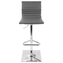 Contemporary Grey Faux Leather Adjustable Barstool with Swivel Seat