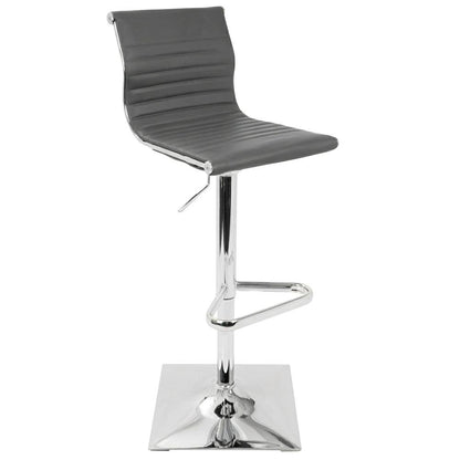 Contemporary Grey Faux Leather Adjustable Barstool with Swivel Seat