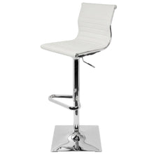 Adjustable Barstool with Swivel in White Faux Leather for Kitchen & Bar
