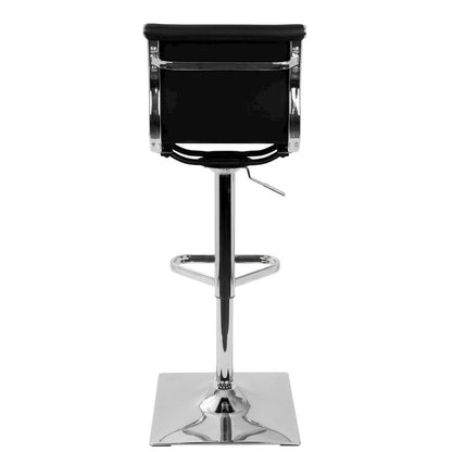 Adjustable Barstool with Swivel in White Faux Leather for Kitchen & Bar