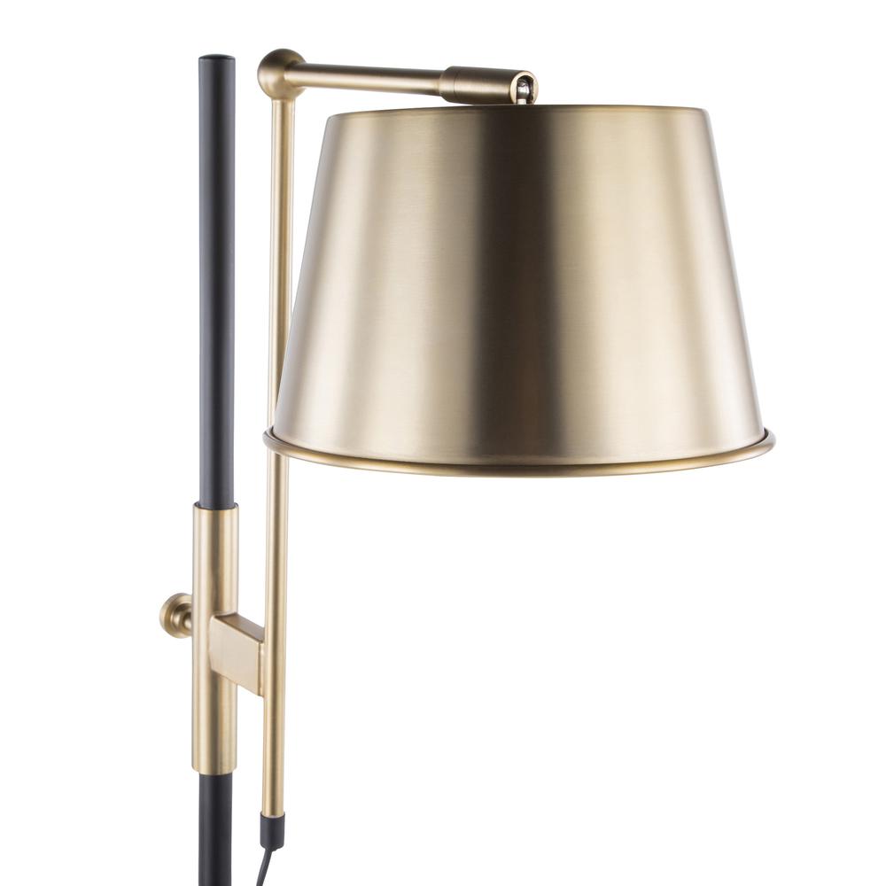 Metric Industrial Floor Lamp in Black and Antique Brass