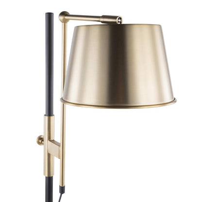 Metric Industrial Floor Lamp in Black and Antique Brass