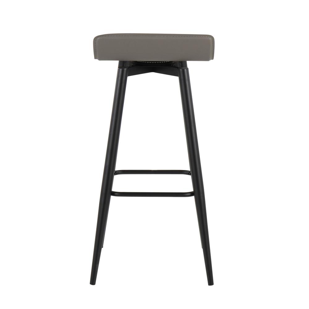 Black Steel, Grey PVC Ale Fixed-Height Bar Stool - Set of 2