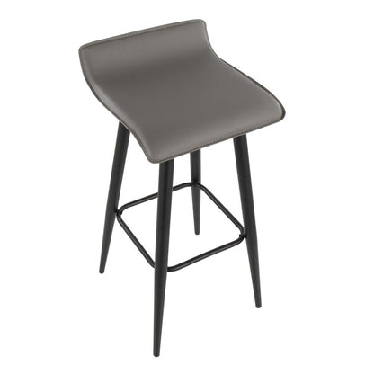 Black Steel, Grey PVC Ale Fixed-Height Bar Stool - Set of 2