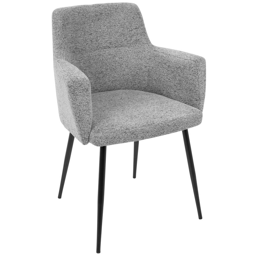 Andrew Contemporary Dining/Accent Chair in Black with Grey Fabric - Set of 2