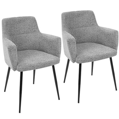 Andrew Contemporary Dining/Accent Chair in Black with Grey Fabric - Set of 2