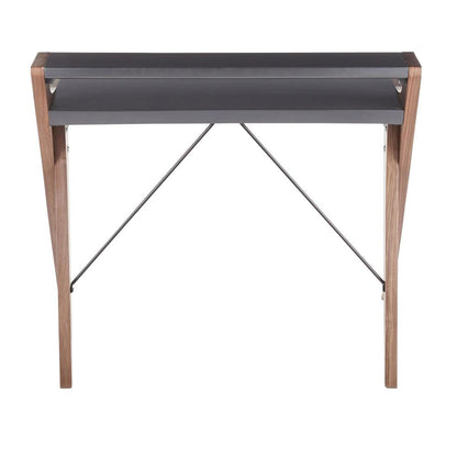 Archer Contemporary Desk in Walnut Wood with Grey Wood Top