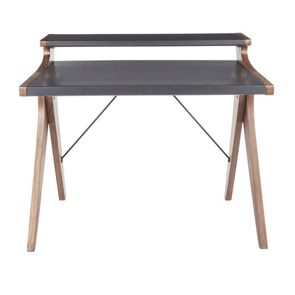 Archer Contemporary Desk in Walnut Wood with Grey Wood Top
