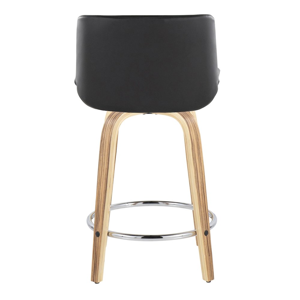 Santi 24" Fixed-Height Counter Stool - Set of 2 in Zebra Wood