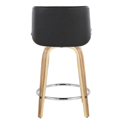 Santi 24" Fixed-Height Counter Stool - Set of 2 in Zebra Wood