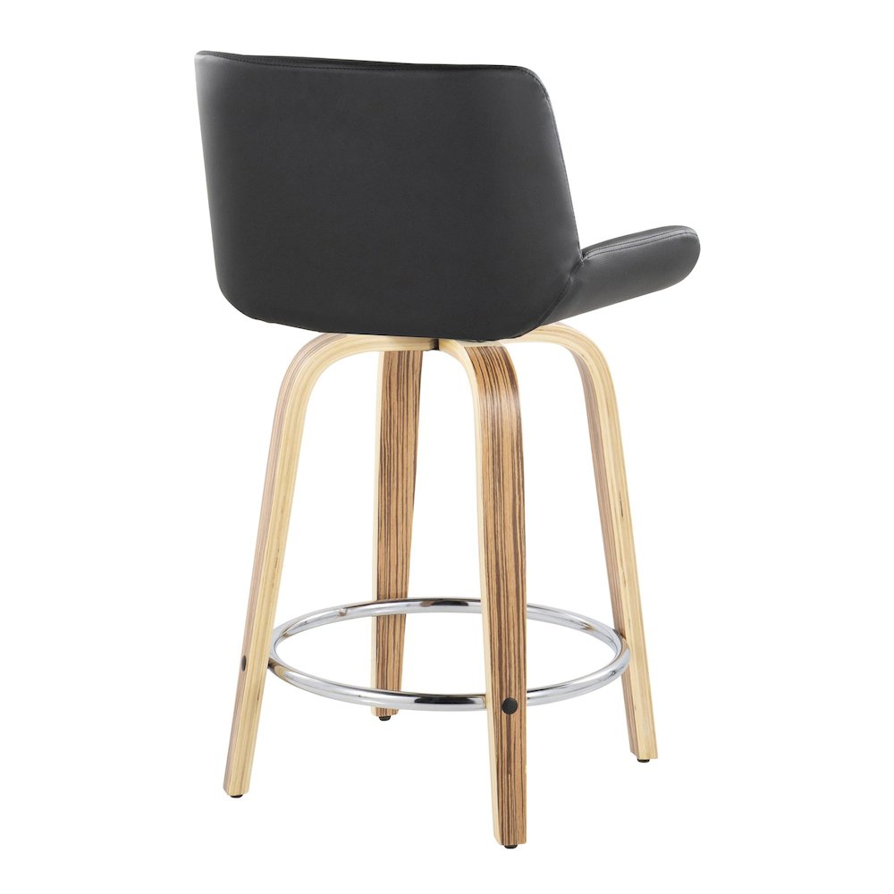 Santi 24" Fixed-Height Counter Stool - Set of 2 in Zebra Wood