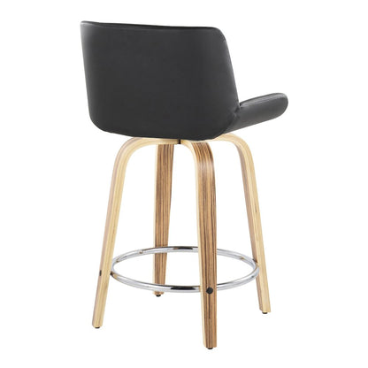 Santi 24" Fixed-Height Counter Stool - Set of 2 in Zebra Wood