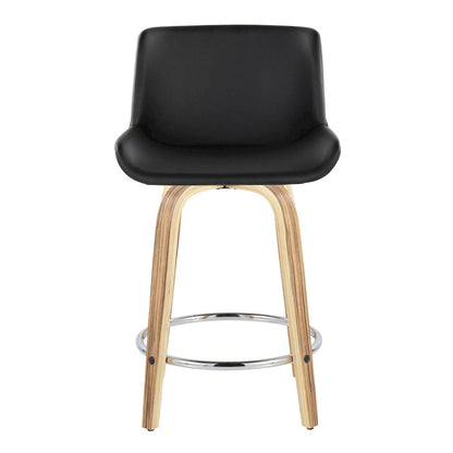 Santi 24" Fixed-Height Counter Stool - Set of 2 in Zebra Wood