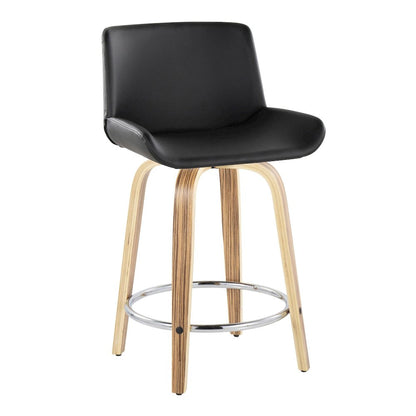 Santi 24" Fixed-Height Counter Stool - Set of 2 in Zebra Wood