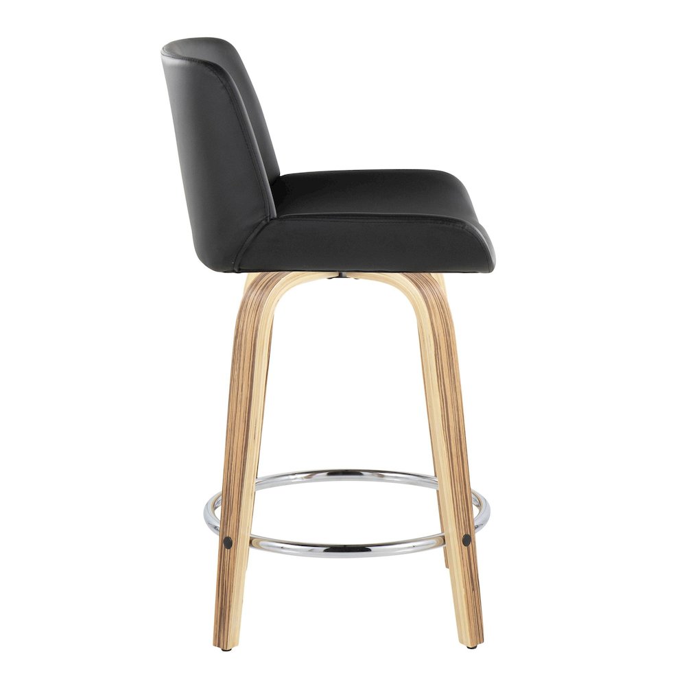 Santi 24" Fixed-Height Counter Stool - Set of 2 in Zebra Wood