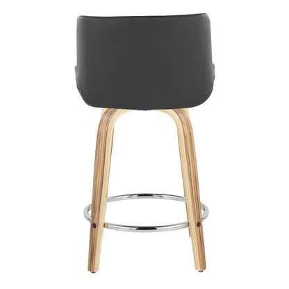 Santi 24" Fixed-Height Counter Stool - Set of 2 in Zebra Wood