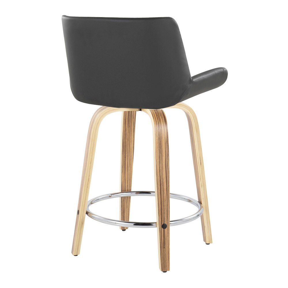 Santi 24" Fixed-Height Counter Stool - Set of 2 in Zebra Wood