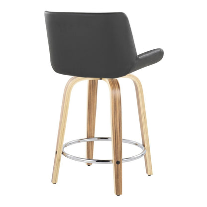Santi 24" Fixed-Height Counter Stool - Set of 2 in Zebra Wood