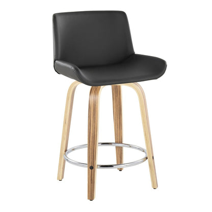 Santi 24" Fixed-Height Counter Stool - Set of 2 in Zebra Wood