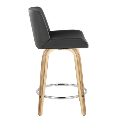 Santi 24" Fixed-Height Counter Stool - Set of 2 in Zebra Wood